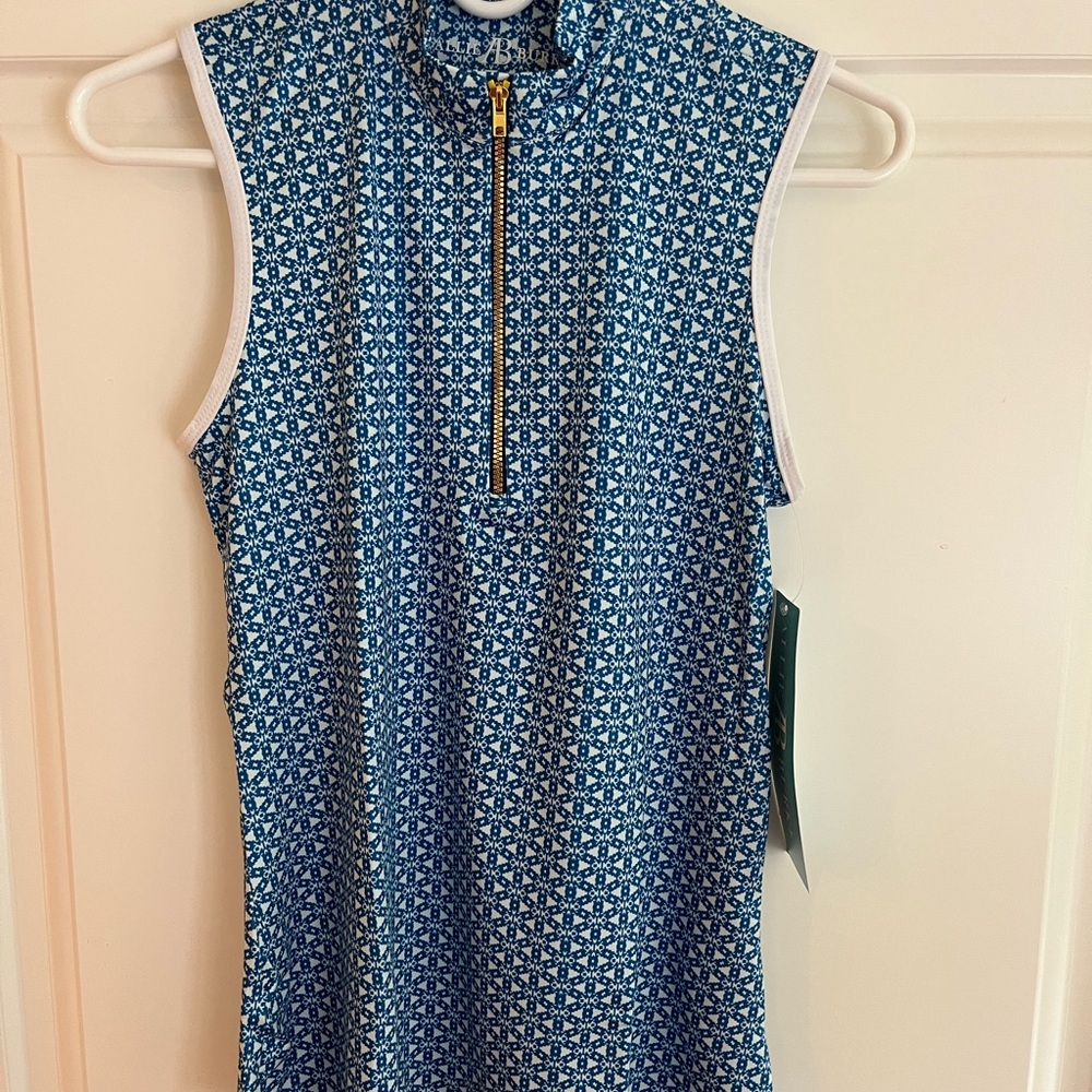 Blue Patterned Sleeveless Top